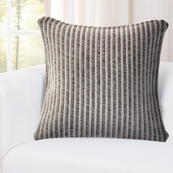 Brown and Ivory Striped Cotton Pillow