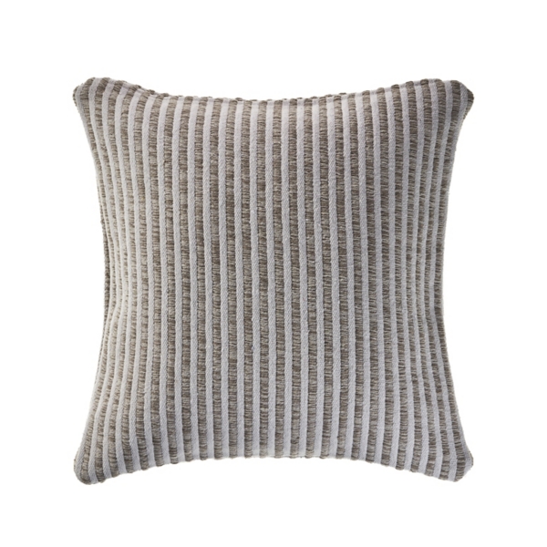 Brown and Ivory Striped Cotton Pillow