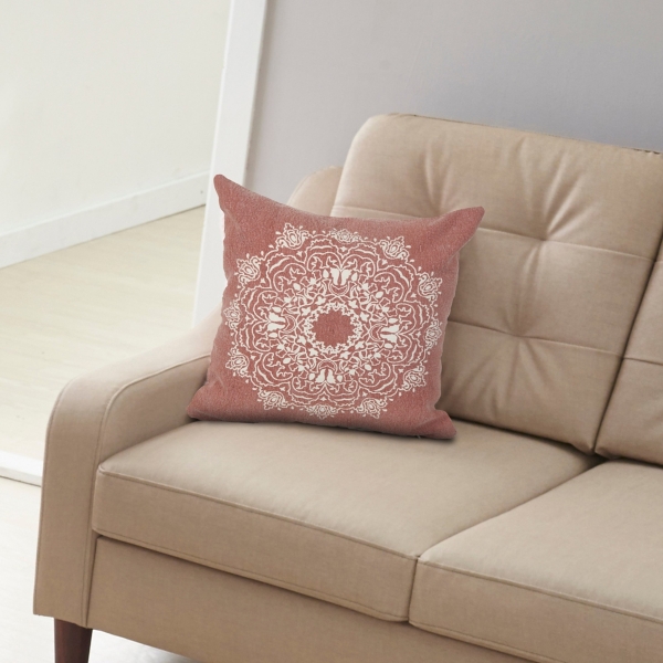 Dusty Rose and White Mandala Pillow