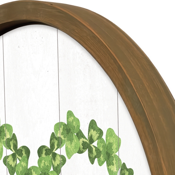 Lucky Us Round Framed Wall Plaque