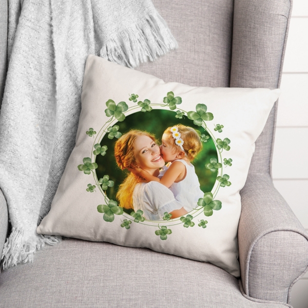 Personalized Photo Shamrock Wreath Pillow