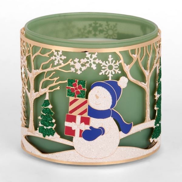 Gold Holiday House 3-Wick Jar Candle Holder