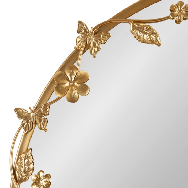 Round Gold Floral Rosella Wall Mirror
