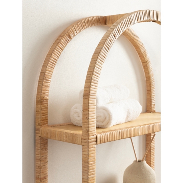 Natural Rattan Arched Reed Wall Shelf