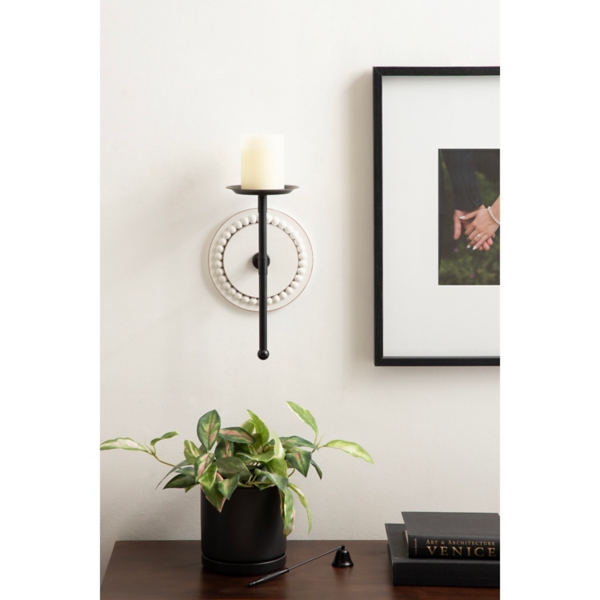 Beaded Wood Letta Wall Sconce