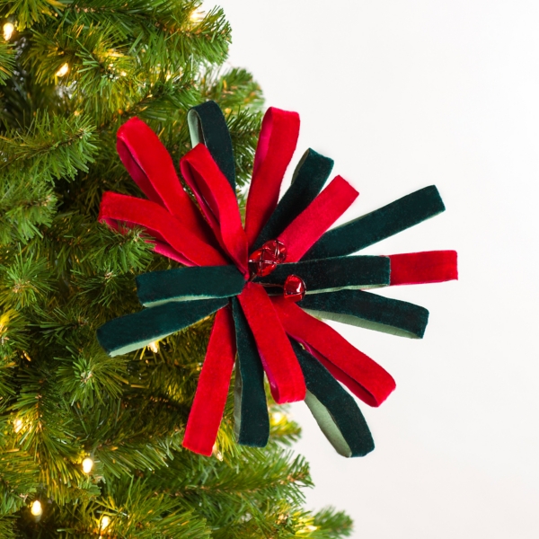 Red and Green Loop Flower Christmas Tree Pick