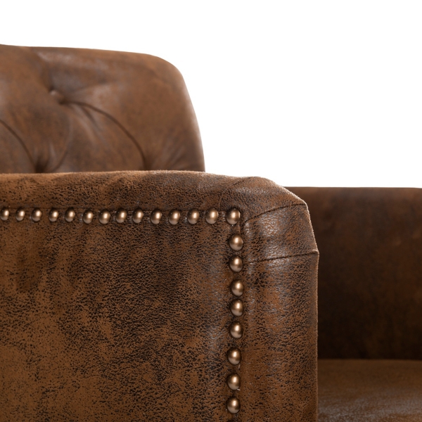 Distressed Brown Faux Leather Tufted Collen Chair