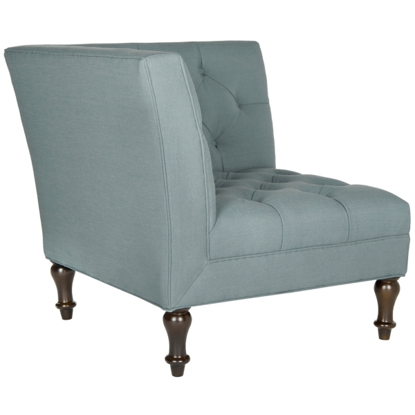 Blue Tufted Corner Accent Chair