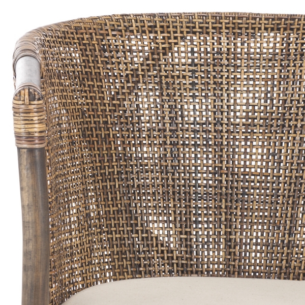 Vana Woven Rattan and Wood Accent Chair
