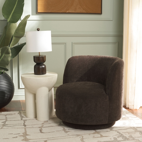 Brown Olcay Modern Swivel Accent Chair