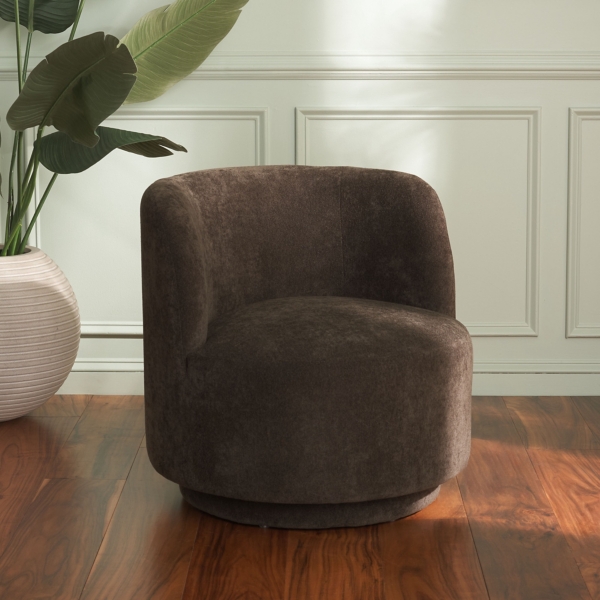 Brown Olcay Modern Swivel Accent Chair