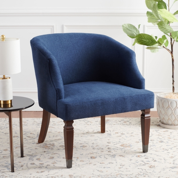 Navy Blue Linen Upholstered Harriet Accent Chair
