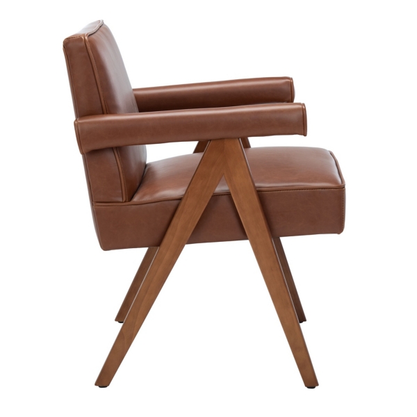 Cognac Faux Leather Mid-Century Kate Accent Chair