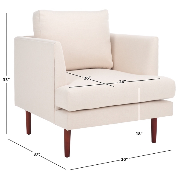 Bone White Linen & Walnut Lulu Accent Chair