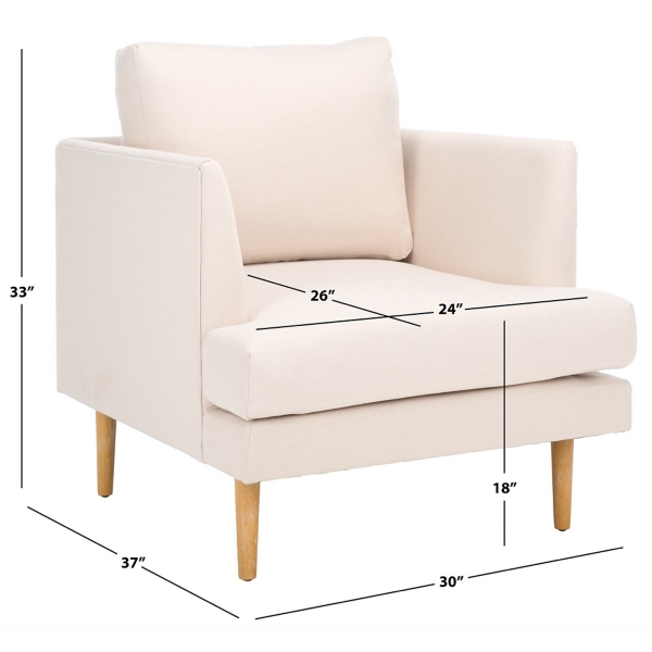 Bone White Linen & Natural Lulu Accent Chair