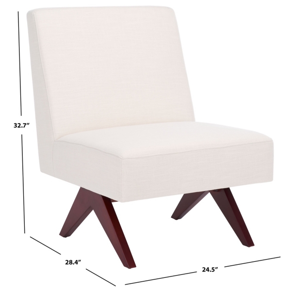 Bone White Linen & Walnut Olivia Accent Chair
