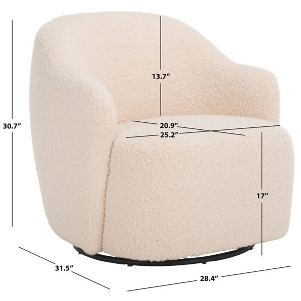 Cream Sherpa Cecilie Swivel Accent Chair