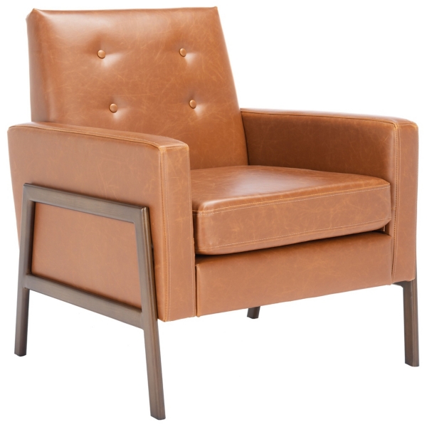Light Brown Faux Leather Tufted Andra Accent Chair