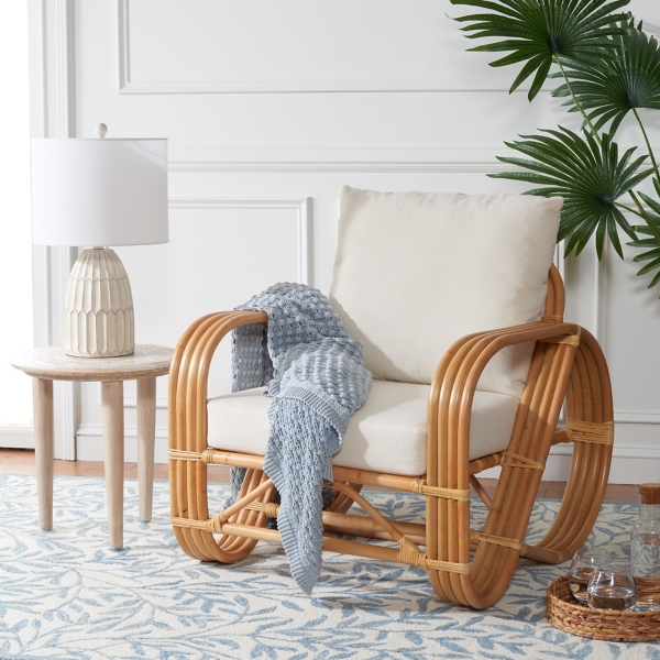 Curved Natural Rattan Sophia Accent Chair