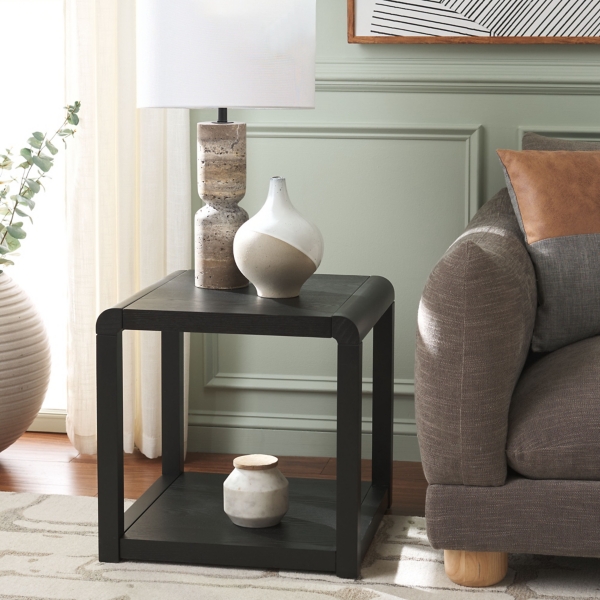 Black Wood Tiered Tillie Accent Table