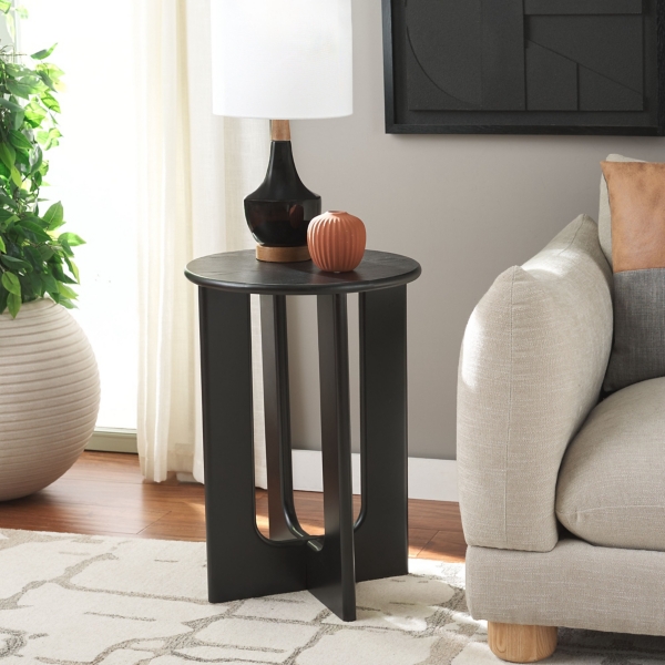 Black Wood Isabelle Modern Accent Table