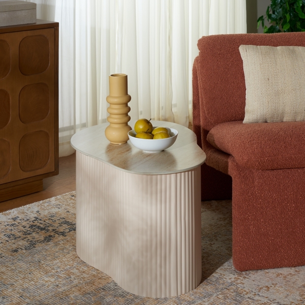 Beige Ceramic Sally Accent Table