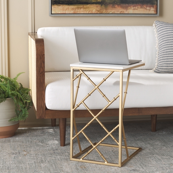 White Marble & Gold Dakota C-Table