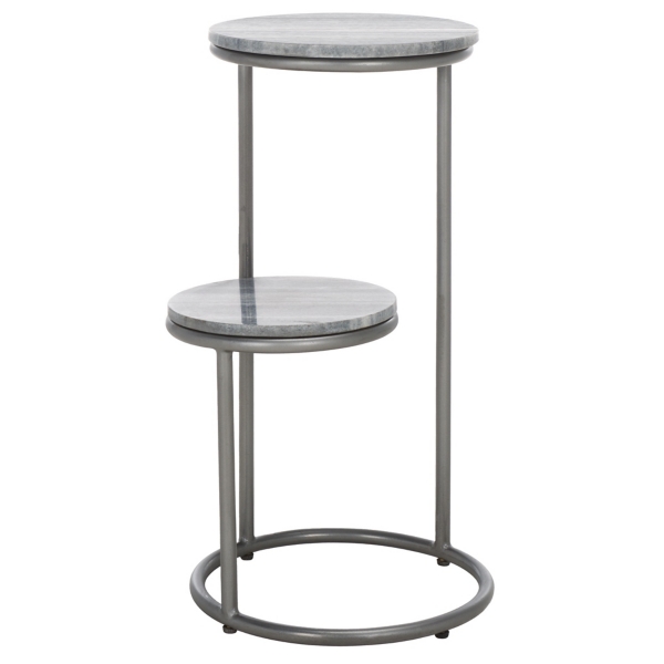 Gray Marble 2-Tier Cocktail Table | Kirklands Home
