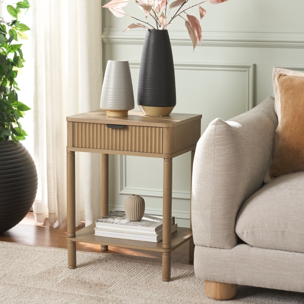 Desert Brown Wood Mina End Table