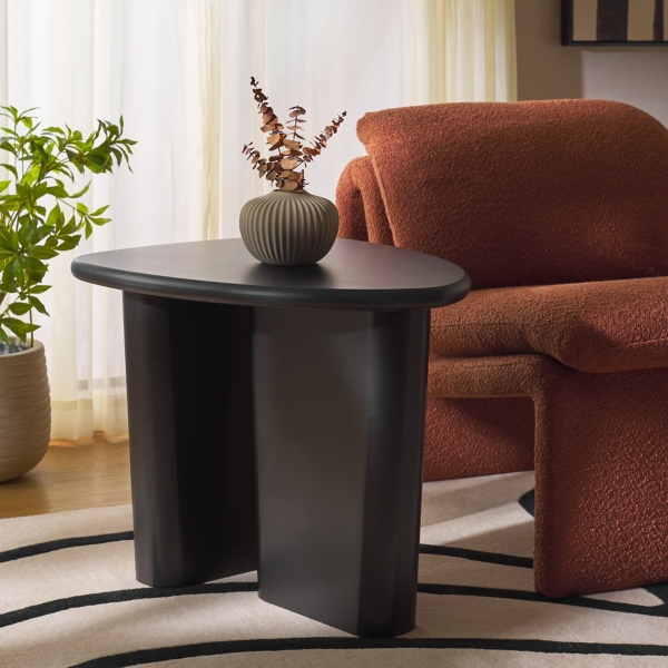 Black Asymmetrical Genevieve Accent Table