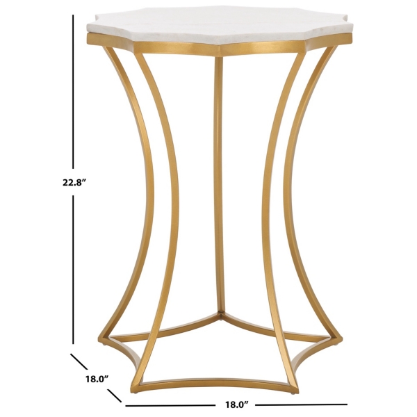 White Marble Star Gold Accent Table