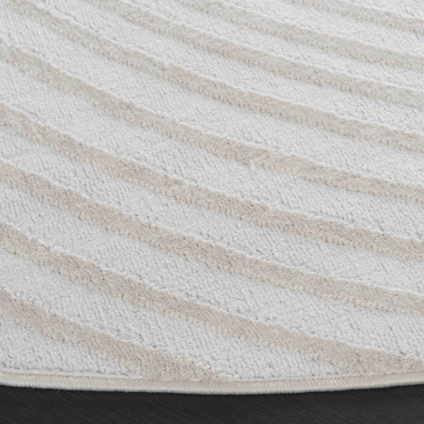 Ivory Mirlinda Contemporary Round Area Rug, 4x4