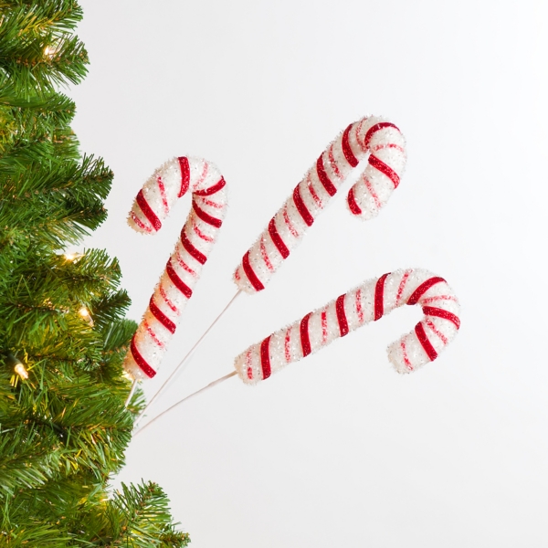 Glitter Candy Canes Tree Pick