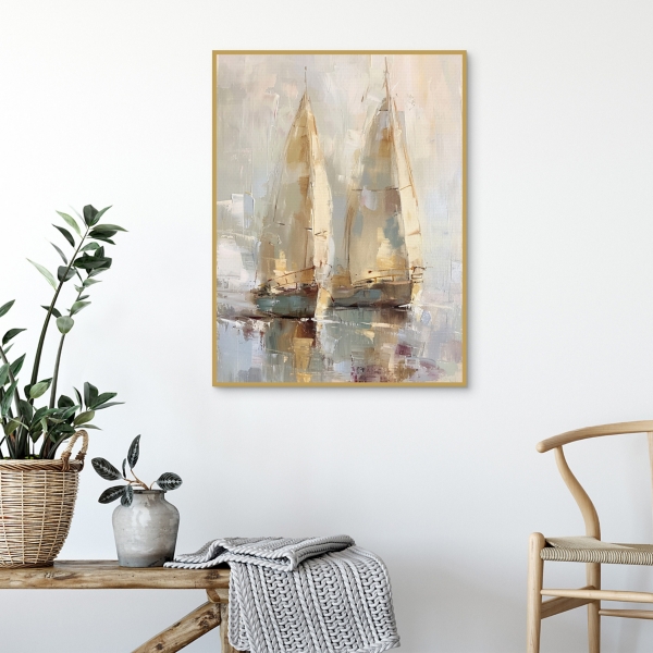 Twin Sails Framed Canvas Art Print