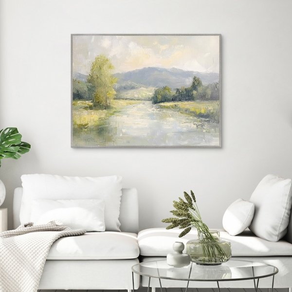Textured River Framed Canvas Art Print