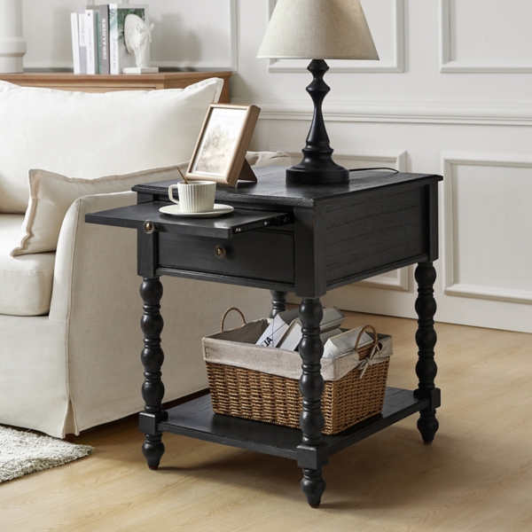 Erica Distressed Wood Spindle End Table