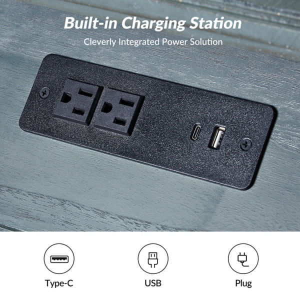 Erica Distressed Blue Wood Spindle End Table