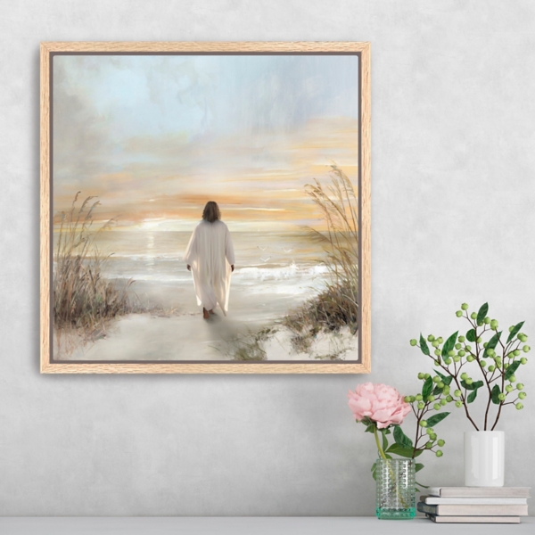 He is Risen Coastal Framed Canvas Art Print