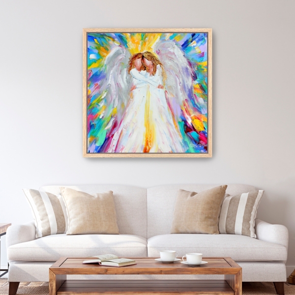 Angel Hugs Framed Canvas Art Print, 40x40