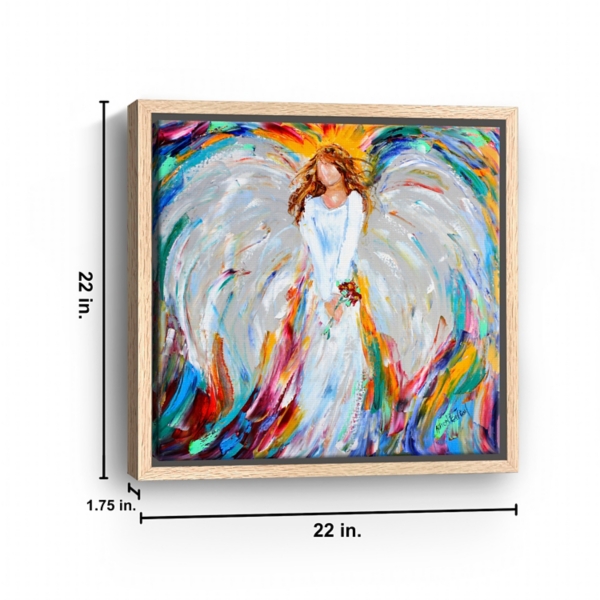 Angel with Roses Framed Canvas Art Print