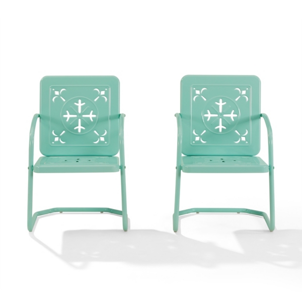 Aqua Retro Azalea Outdoor Chairs, Set of 2