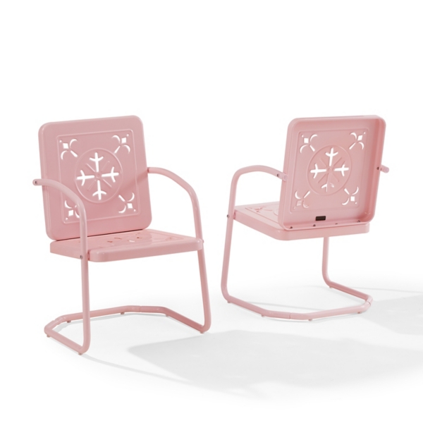 Pink Retro Azalea Outdoor Chairs, Set of 2