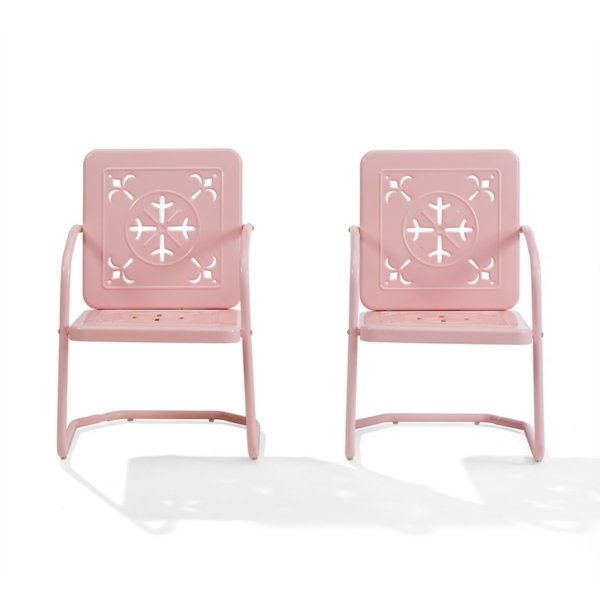 Pink Retro Azalea Outdoor Chairs, Set of 2