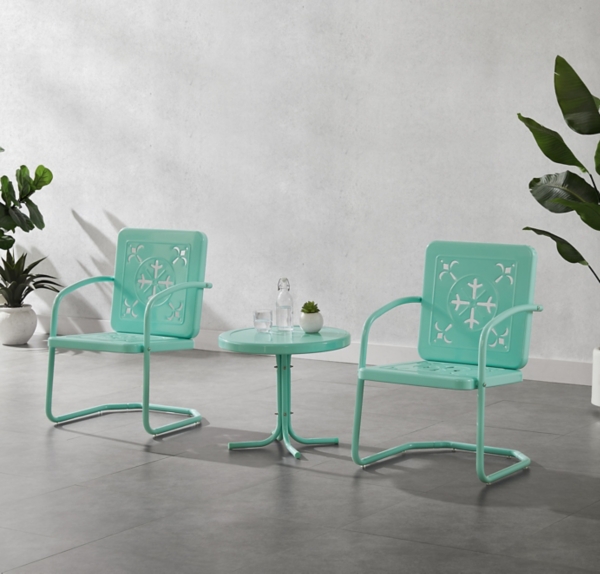 Aqua Retro Azalea 3-pc. Outdoor Conversation Set