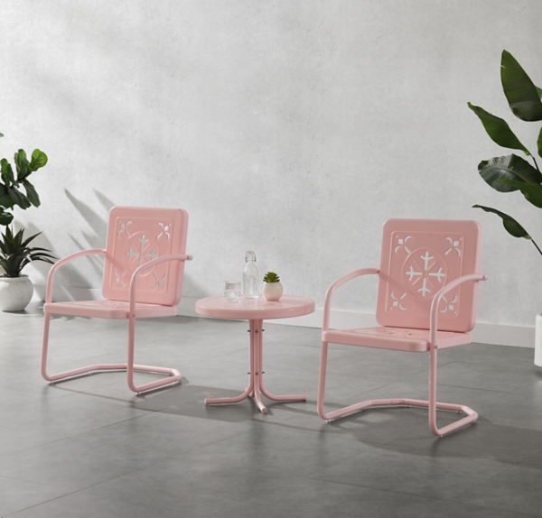 Pink Retro Azalea 3-pc. Outdoor Conversation Set