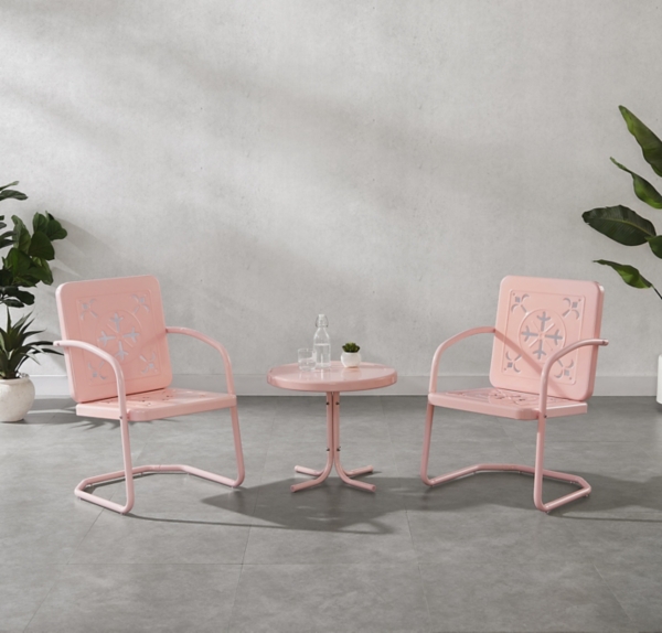 Pink Retro Azalea 3-pc. Outdoor Conversation Set