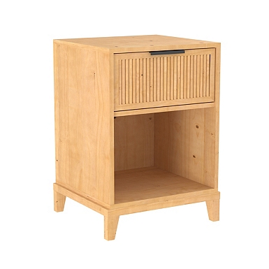 Sun Bleached Braided Rattan Nightstand