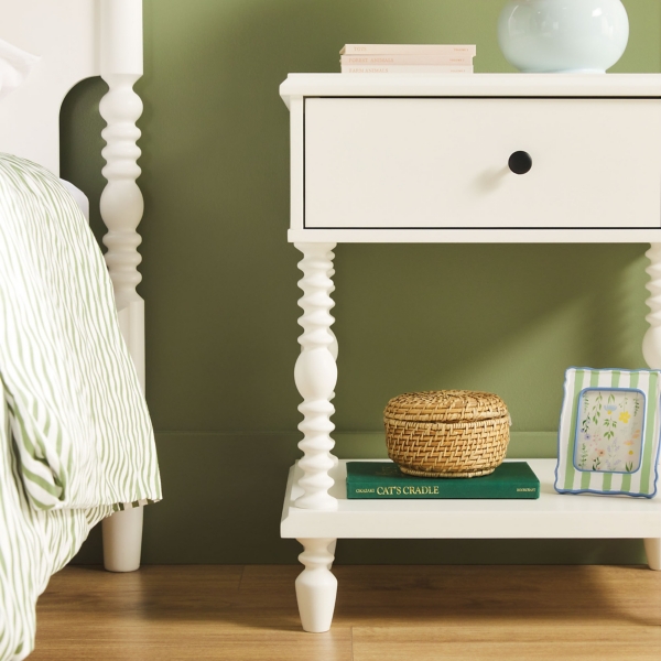 White Spindle Vivienne Nightstand