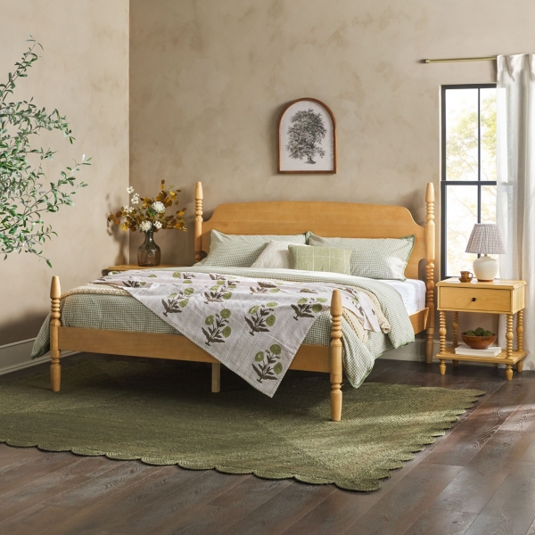 Natural Spindle Wood Vivienne King Bed