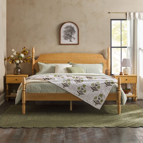Natural Spindle Wood Vivienne King Bed